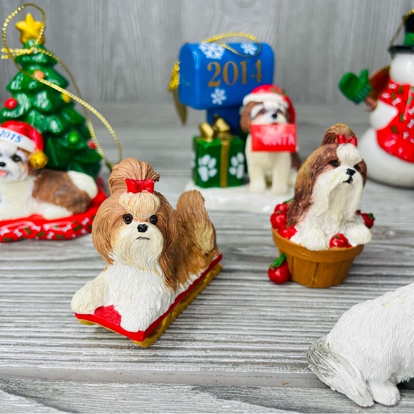Danbury mint Maltese / shih tzu dog Christmas figurine / ornaments collectible - Picture 11 of 14